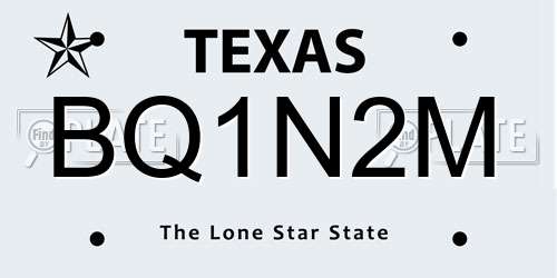 BQ1N2M Texas License Plate