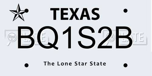 BQ1S2B Texas License Plate