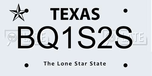 BQ1S2S Texas License Plate