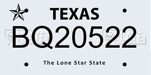 BQ20522 Texas License Plate