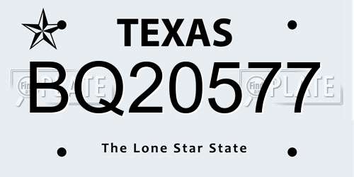 BQ20577 Texas License Plate