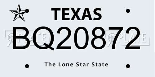 BQ20872 Texas License Plate