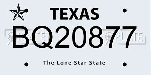 BQ20877 Texas License Plate