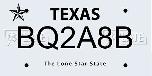 BQ2A8B Texas License Plate