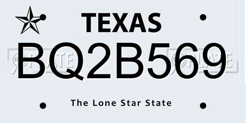 BQ2B569 Texas License Plate