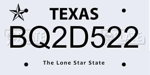 BQ2D522 Texas License Plate