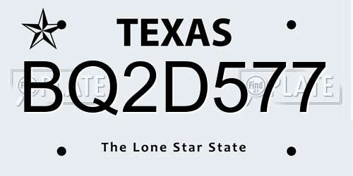 BQ2D577 Texas License Plate