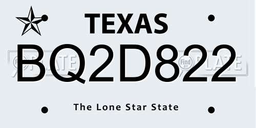 BQ2D822 Texas License Plate