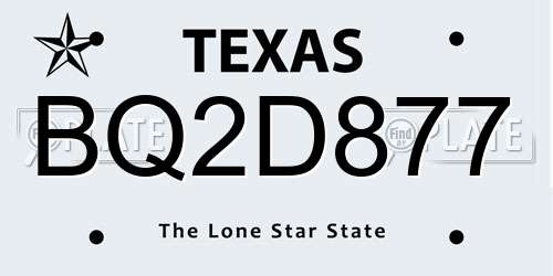 BQ2D877 Texas License Plate