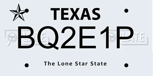 BQ2E1P Texas License Plate