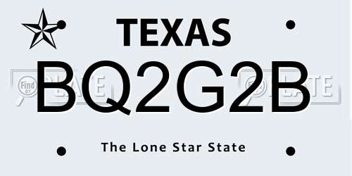 BQ2G2B Texas License Plate