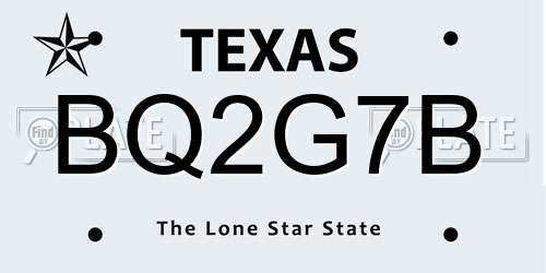 BQ2G7B Texas License Plate
