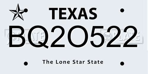 BQ2O522 Texas License Plate