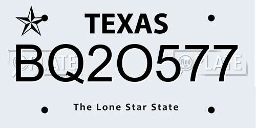 BQ2O577 Texas License Plate