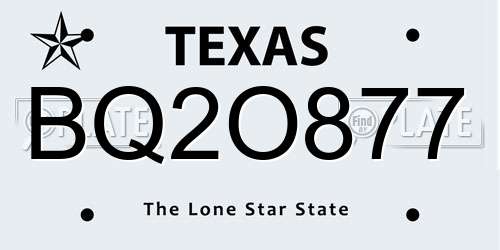 BQ2O877 Texas License Plate