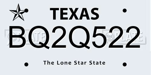 BQ2Q522 Texas License Plate
