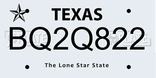 BQ2Q822 Texas License Plate
