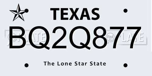 BQ2Q877 Texas License Plate