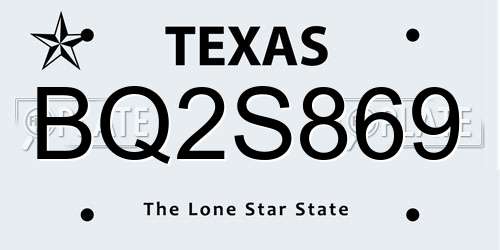 BQ2S869 Texas License Plate