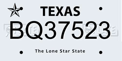 BQ37523 Texas License Plate