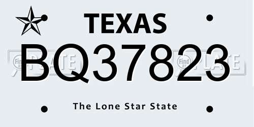 BQ37823 Texas License Plate