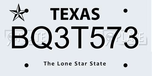 BQ3T573 Texas License Plate