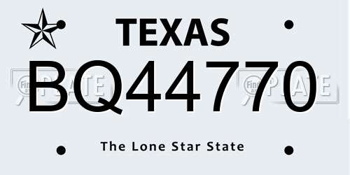 BQ44770 Texas License Plate