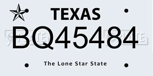 BQ45484 Texas License Plate