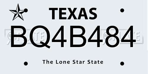 BQ4B484 Texas License Plate