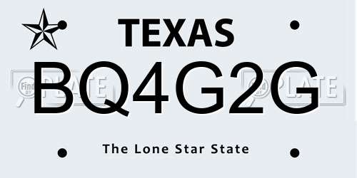 BQ4G2G Texas License Plate