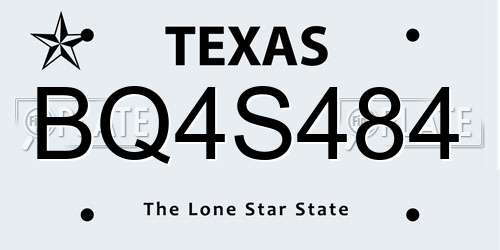 BQ4S484 Texas License Plate