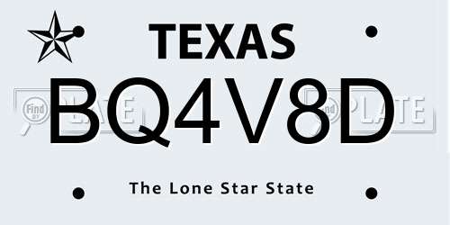 BQ4V8D Texas License Plate