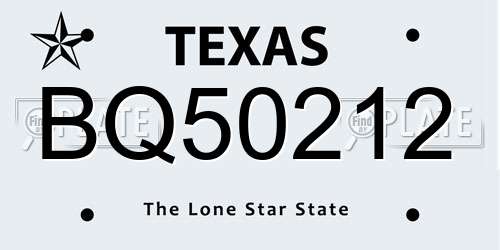 BQ50212 Texas License Plate