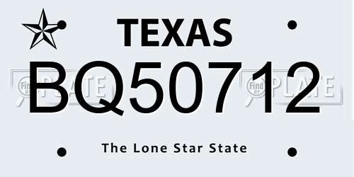 BQ50712 Texas License Plate