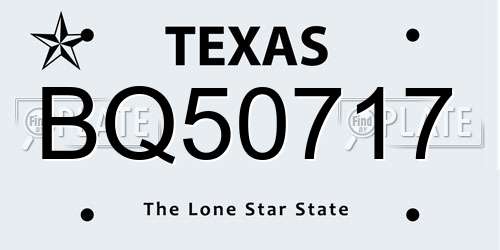 BQ50717 Texas License Plate