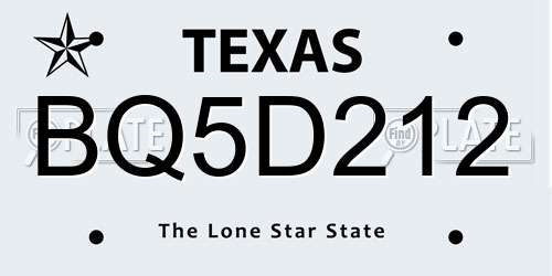BQ5D212 Texas License Plate