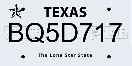 BQ5D717 Texas License Plate