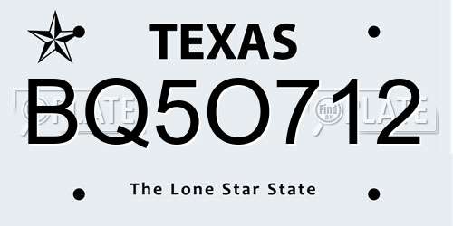 BQ5O712 Texas License Plate