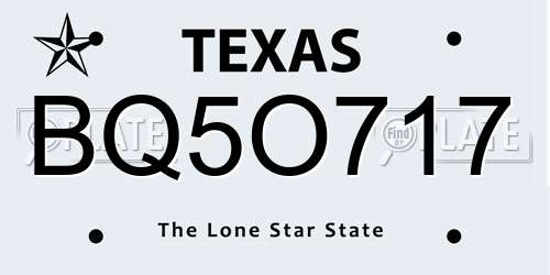 BQ5O717 Texas License Plate