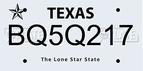 BQ5Q217 Texas License Plate