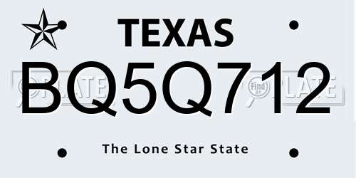 BQ5Q712 Texas License Plate