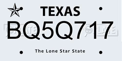 BQ5Q717 Texas License Plate