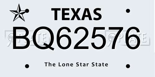 BQ62576 Texas License Plate