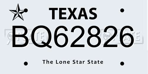 BQ62826 Texas License Plate