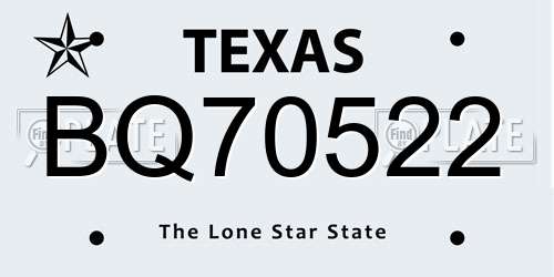 BQ70522 Texas License Plate