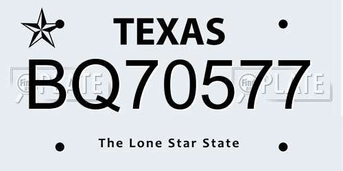 BQ70577 Texas License Plate