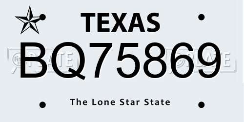 BQ75869 Texas License Plate