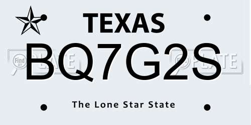 BQ7G2S Texas License Plate