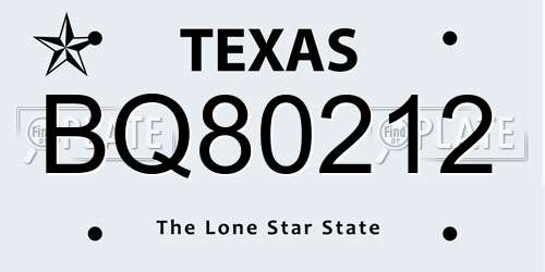 BQ80212 Texas License Plate