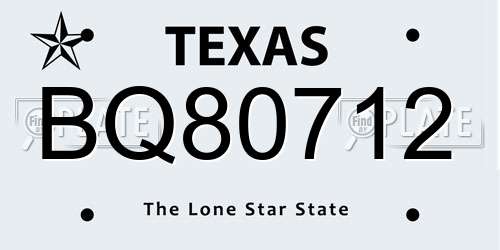 BQ80712 Texas License Plate
